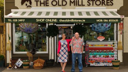 Claire and Tom II in front of shop 2012 The Old Mill Stores