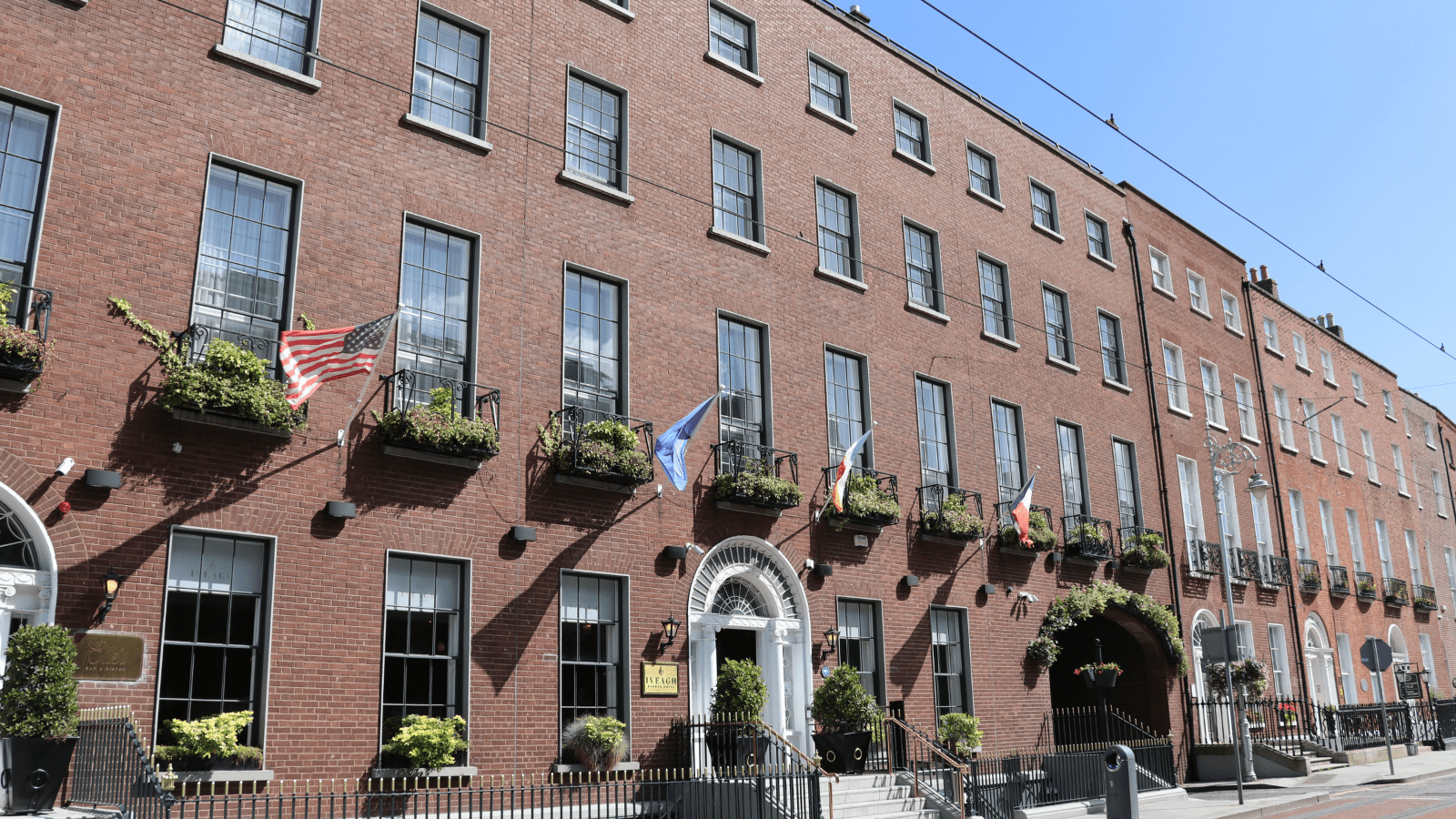 The Georgian exterior of Iveagh Garden Hotel Wedding venue